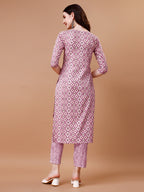 Printed & Lace Yoke Embroidered Kurta With Pant & Dupatta, Multicolor - Hiral Fashion - Distacart