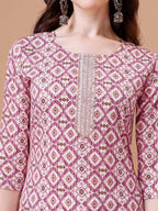 Printed & Lace Yoke Embroidered Kurta With Pant & Dupatta, Multicolor - Hiral Fashion - Distacart