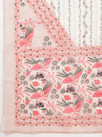 Lace Detailing & Printed Kurta With Pant & Dupatta, Pink - Hiral Fashion - Distacart