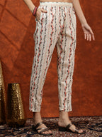 Lace Detailing & Printed Kurta With Pant & Dupatta, Pink - Hiral Fashion - Distacart