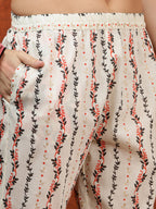 Lace Detailing & Printed Kurta With Pant & Dupatta, Pink - Hiral Fashion - Distacart