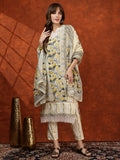 Lace Detailing & Printed Kurta With Pant & Dupatta, Yellow - Hiral Fashion - Distacart