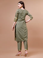 Pure Banarasi Chanderi Jacquard Kurta With Pant & Dupatta Set, Multicolor - Hiral Fashion - Distacart