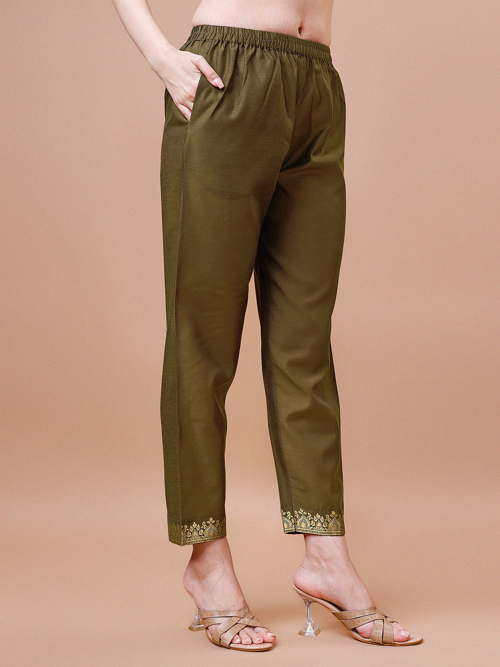 Pure Banarasi Chanderi Jacquard Kurta With Pant & Dupatta Set, Multicolor - Hiral Fashion - Distacart