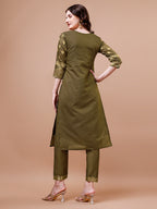 Pure Banarasi Chanderi Jacquard Kurta With Pant & Dupatta Set, Multicolor - Hiral Fashion - Distacart