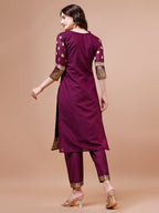 Pure Banarasi Chanderi Jacquard Kurta With Pant & Dupatta Set, Multicolor - Hiral Fashion - Distacart