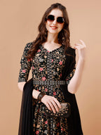 Embroidered Front Slit Floral Printed Kurta With Pant,Dupatta & Belt, Multicolor - Hiral Fashion - Distacart