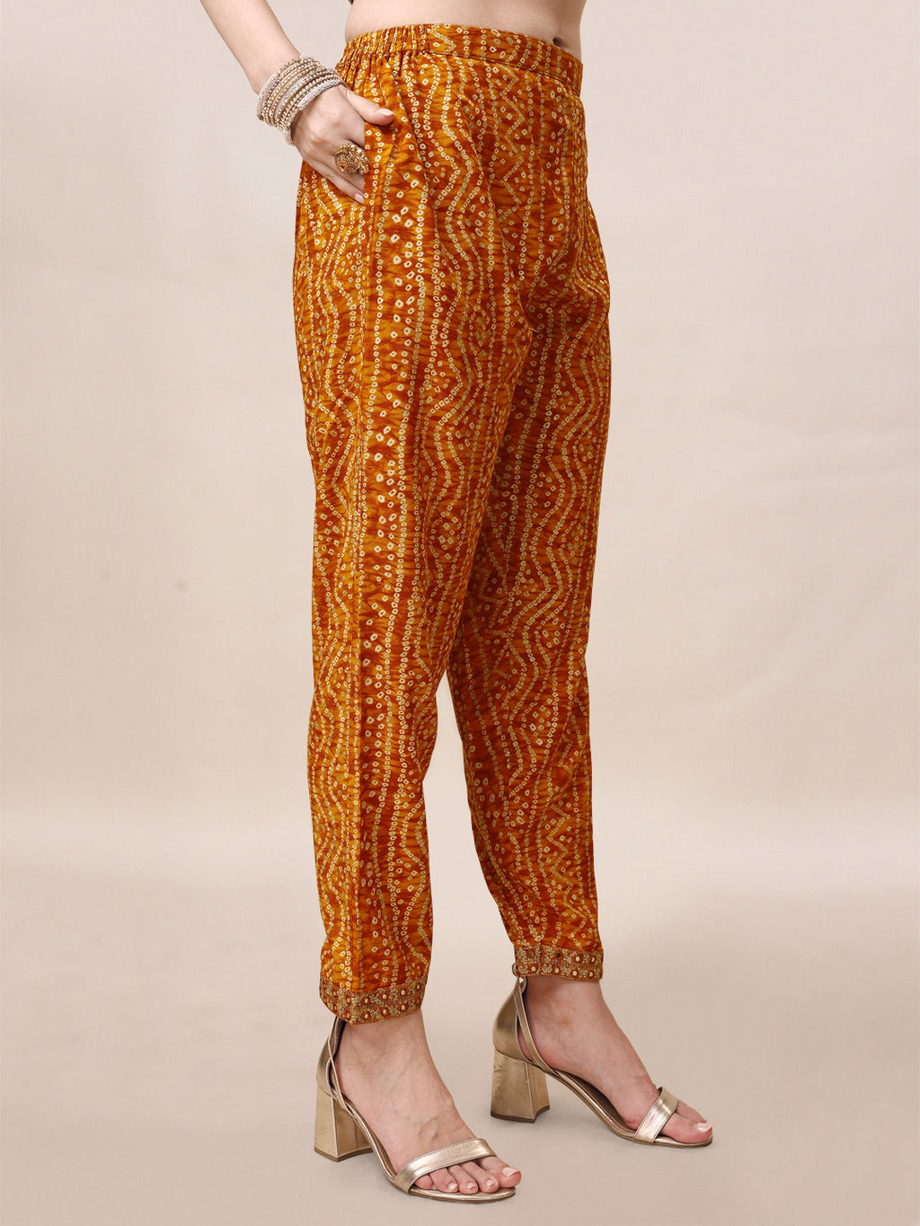 Printed & Embroidered Front Slit Kurta, Pant, Dupatta And Belt Set, Multicolor - Hiral Fashion - Distacart