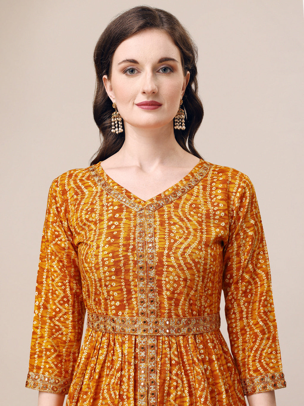 Printed & Embroidered Front Slit Kurta, Pant, Dupatta And Belt Set, Multicolor - Hiral Fashion - Distacart