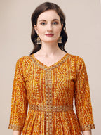 Printed & Embroidered Front Slit Kurta, Pant, Dupatta And Belt Set, Multicolor - Hiral Fashion - Distacart