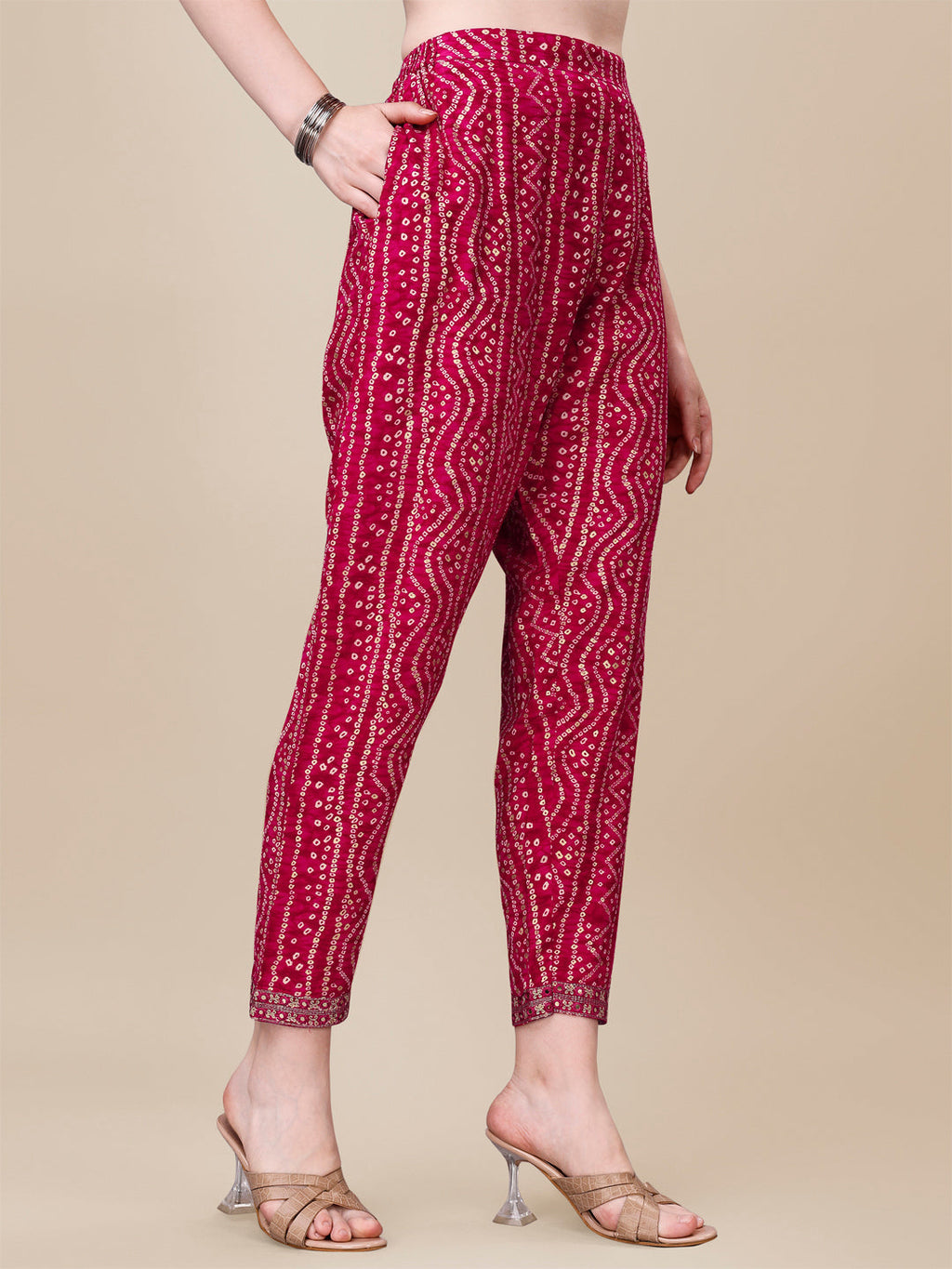 Printed & Embroidered Front Slit Kurta, Pant, Dupatta And Belt Set, Multicolor - Hiral Fashion - Distacart