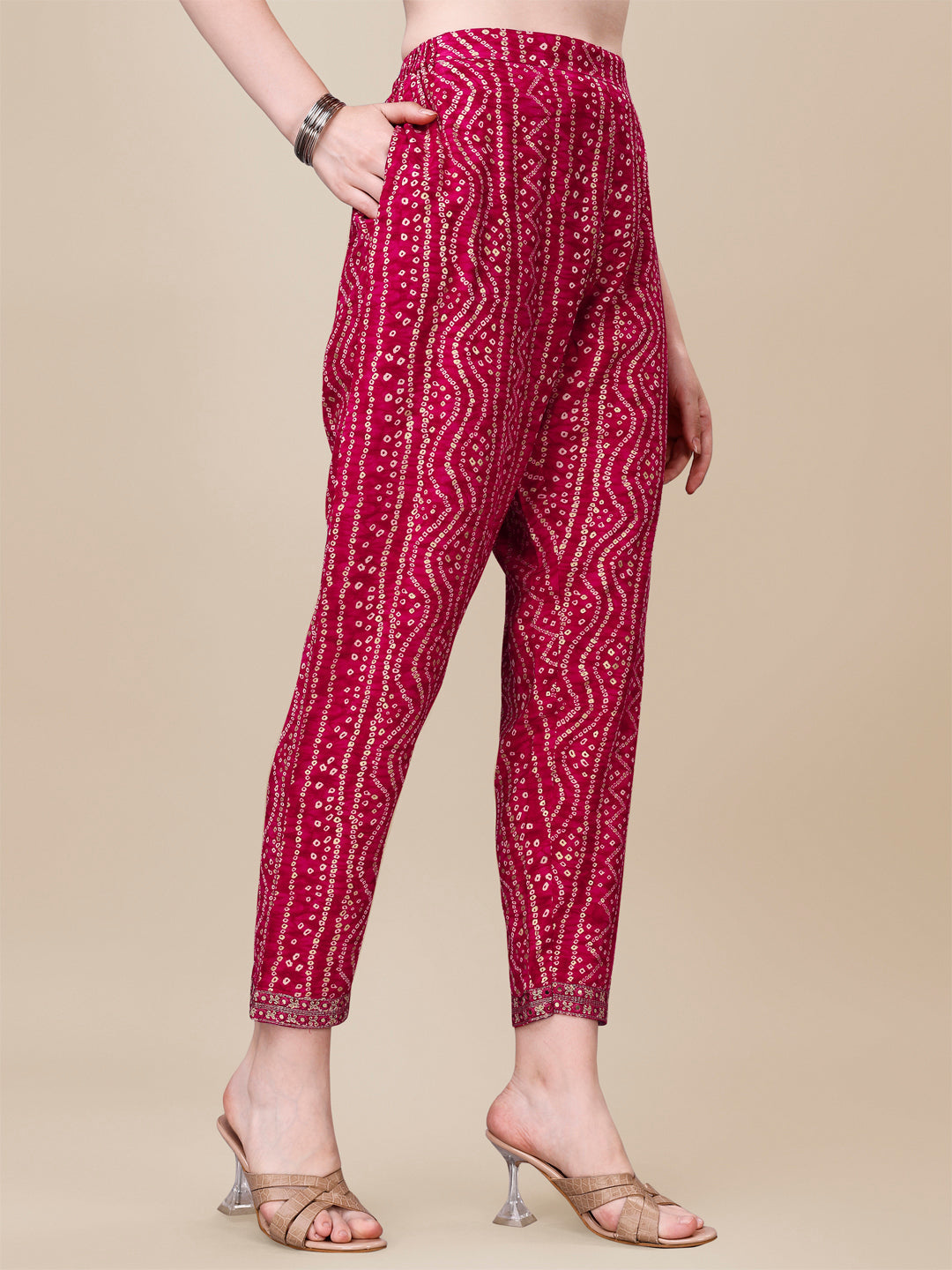 Printed & Embroidered Front Slit Kurta, Pant, Dupatta And Belt Set, Multicolor - Hiral Fashion - Distacart