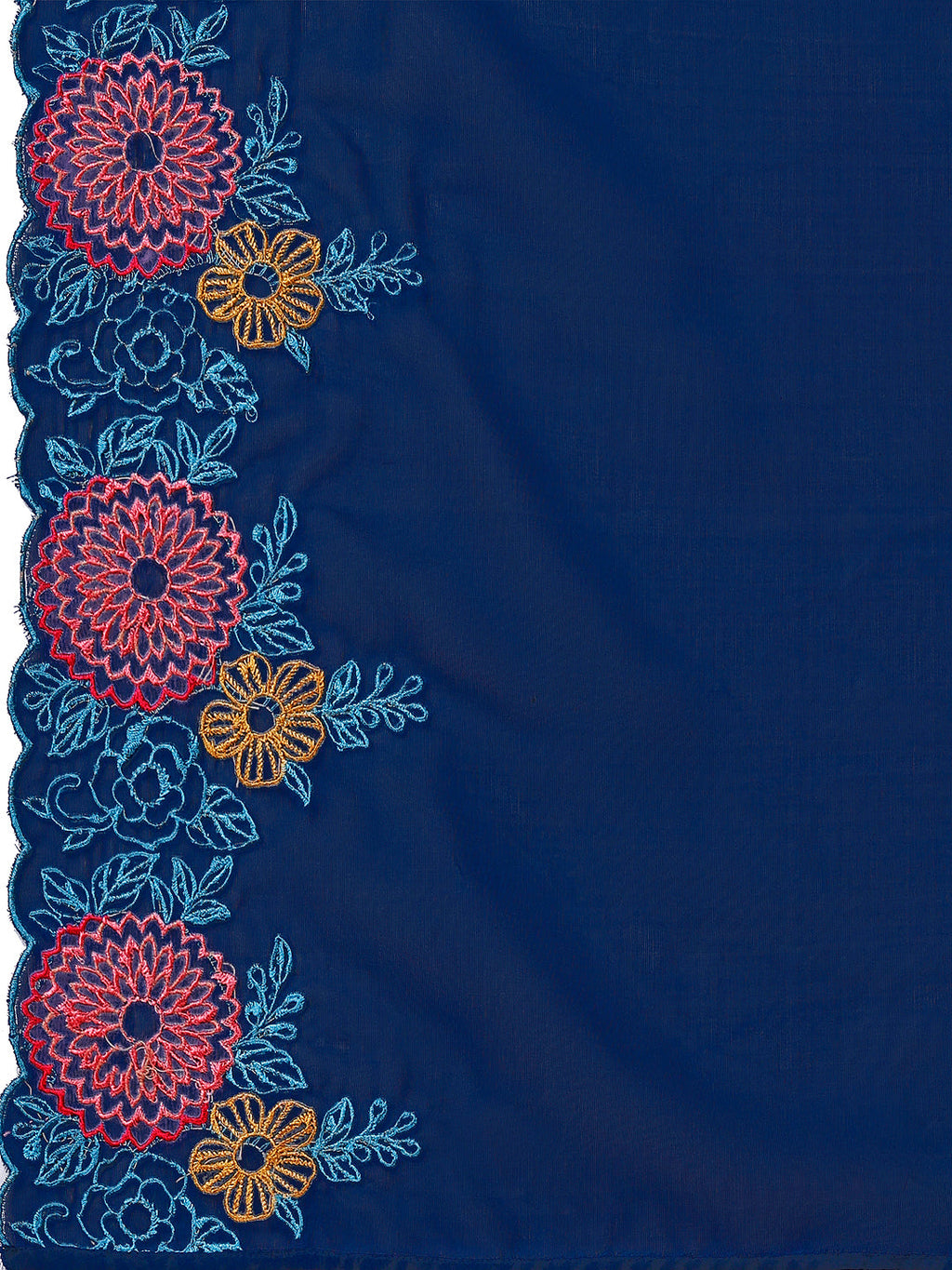 Placement Hand Embroidered Kurta With Pant & Embroidered Organza Dupatta, Multicolor - Hiral Fashion