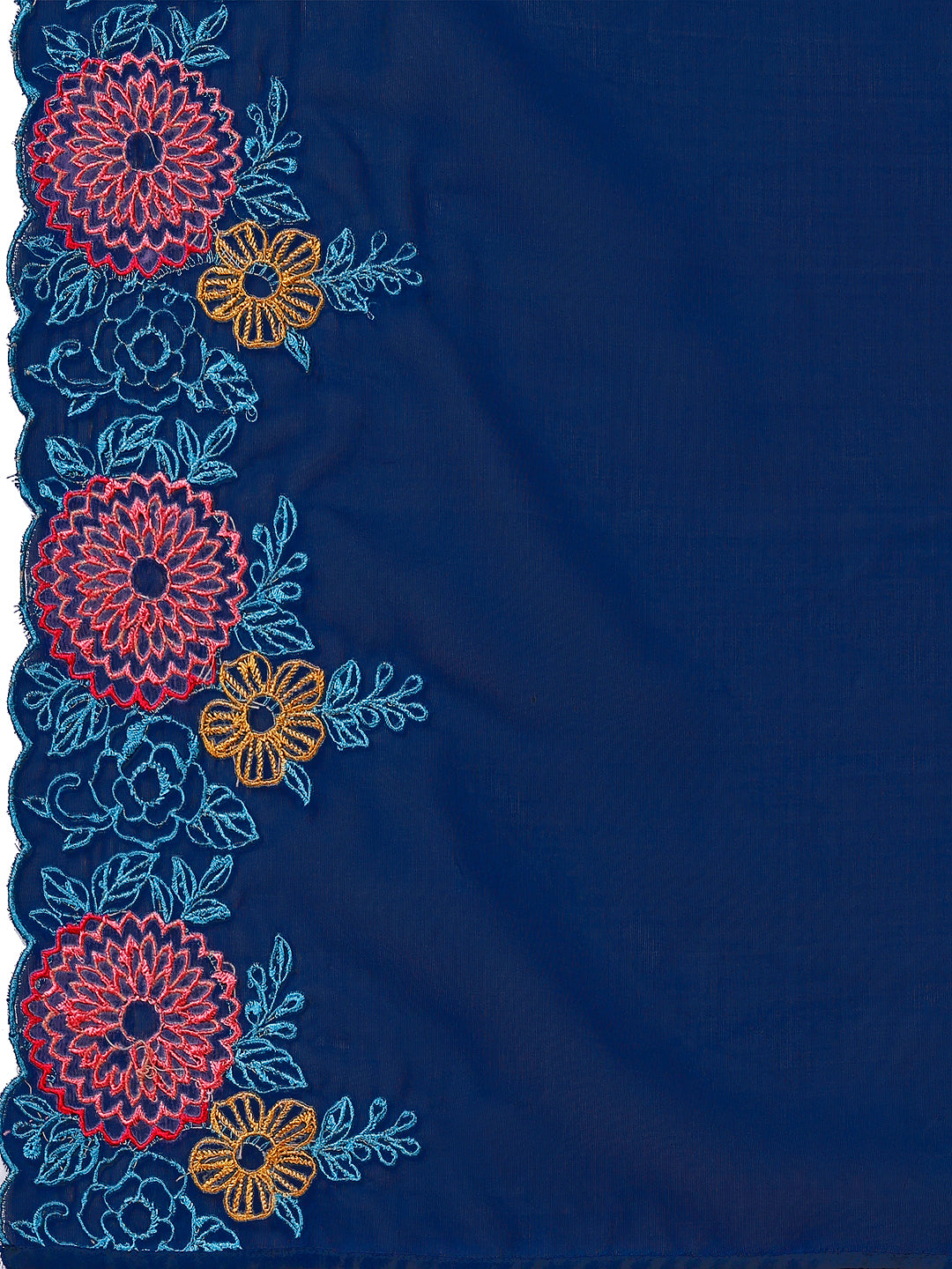 Placement Hand Embroidered Kurta With Pant & Embroidered Organza Dupatta, Multicolor - Hiral Fashion