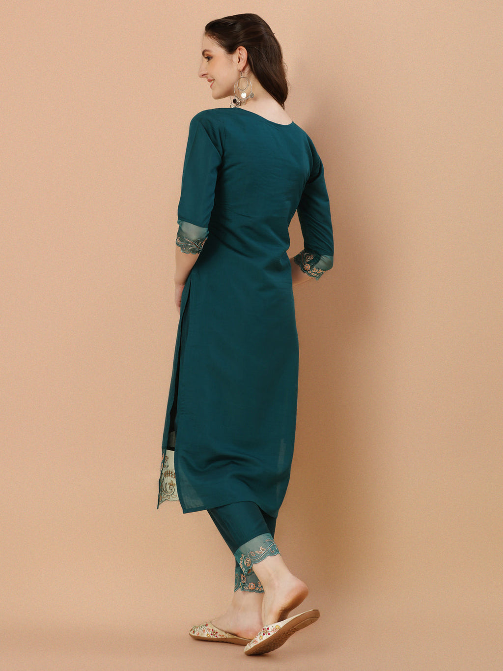 Hand Embroidered Kurta With Pant & Organza Premium Embroidered Dupatta, Multicolor - Hiral Fashion - Distacart