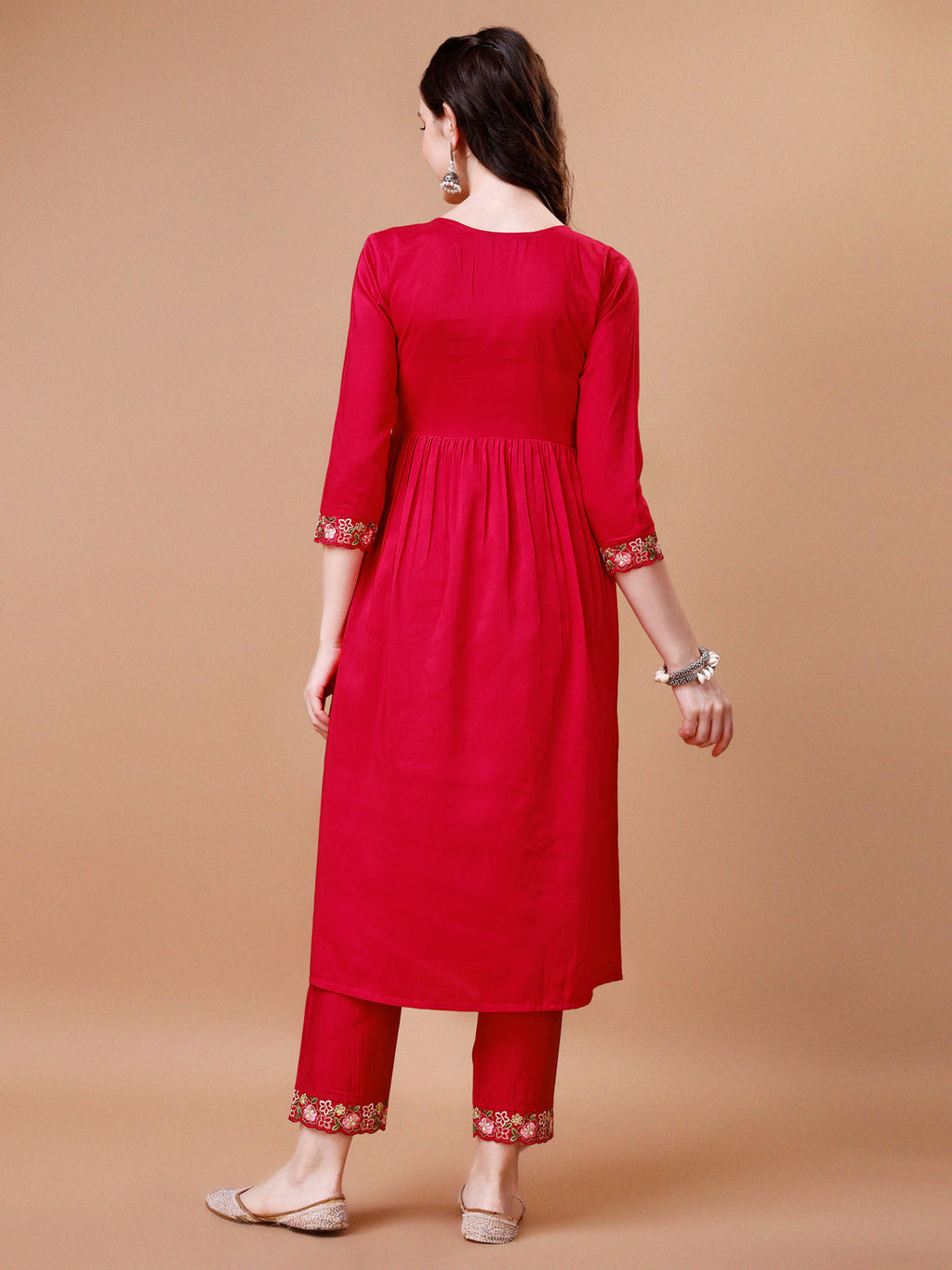 Alia Cut Embroidered Kurta With Pant & Organza Embroidered Dupatta Premium, Multicolor - Hiral Fashion - Distacart
