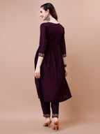 Alia Cut Embroidered Kurta With Pant & Organza Embroidered Dupatta Premium, Multicolor - Hiral Fashion - Distacart