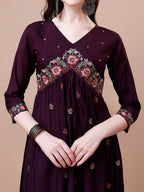 Alia Cut Embroidered Kurta With Pant & Organza Embroidered Dupatta Premium, Multicolor - Hiral Fashion - Distacart