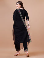 Hand Embroidered Kurta With Pant & Embroidered Organza Dupatta Premium, Multicolor - Hiral Fashion - Distacart