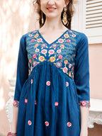 Hand Embroidered Alia Cut Kurta With Pant & Embroidered Organza Dupatta Premium Luxury, Multicolor - Hiral Fashion - Distacart
