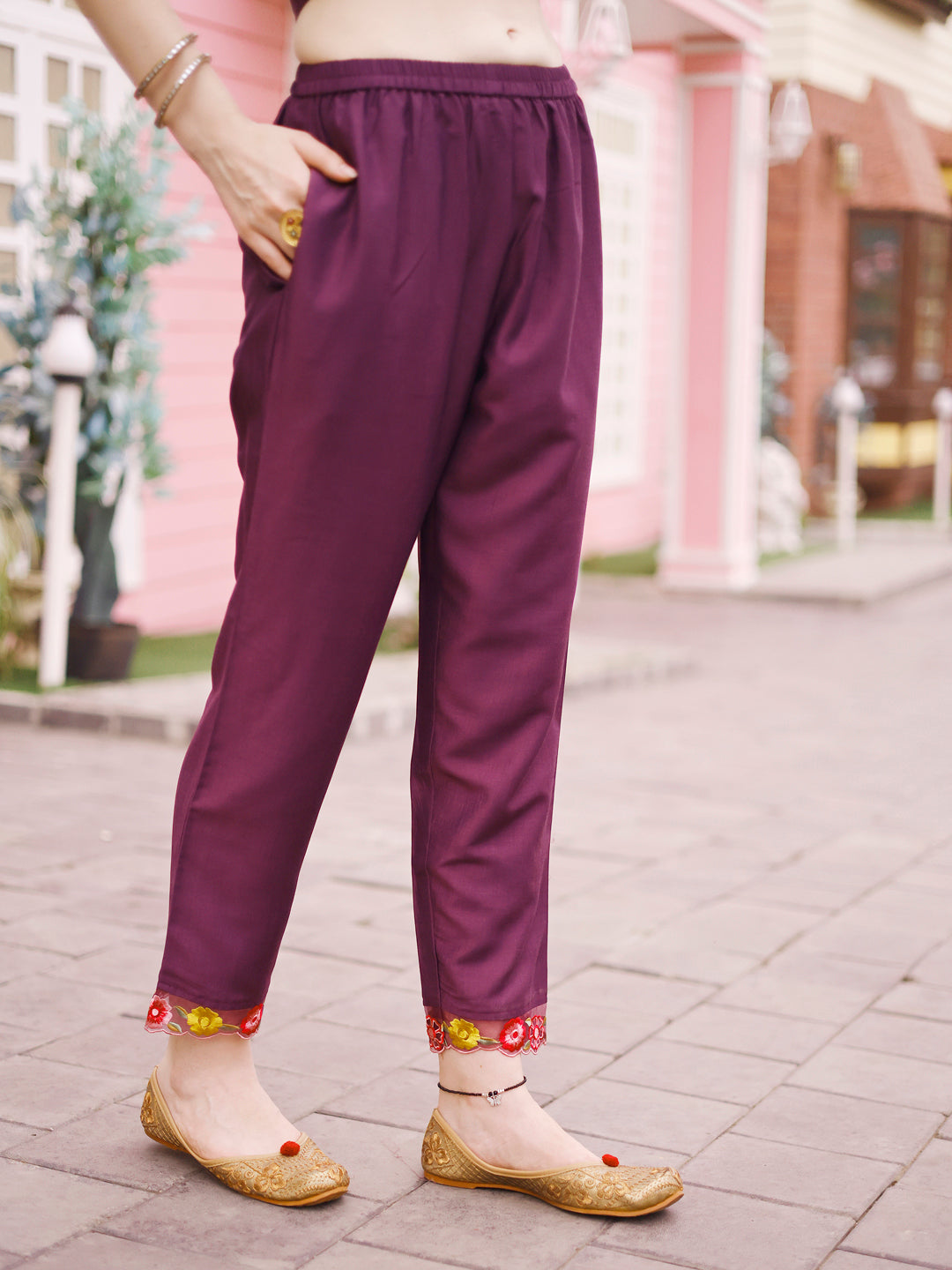 Hand Embroidered Alia Cut Kurta With Pant & Embroidered Organza Dupatta Premium, Multicolor - Hiral Fashion - Distacart