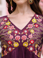 Hand Embroidered Alia Cut Kurta With Pant & Embroidered Organza Dupatta Premium, Multicolor - Hiral Fashion - Distacart