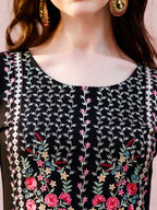 Nyra Cut Floral Front Embroidered Kurta With Pant & Organza Embroidered Dupatta Premium Luxury, Multicolor - Hiral Fashion - Distacart