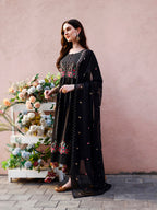 Nyra Cut Floral Front Embroidered Kurta With Pant & Organza Embroidered Dupatta Premium Luxury, Multicolor - Hiral Fashion - Distacart