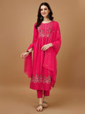 Nyra Cut Embroidered Kurta With Pant & Organza Embroidered Dupatta Luxury, Multicolor - Hiral Fashion - Distacart