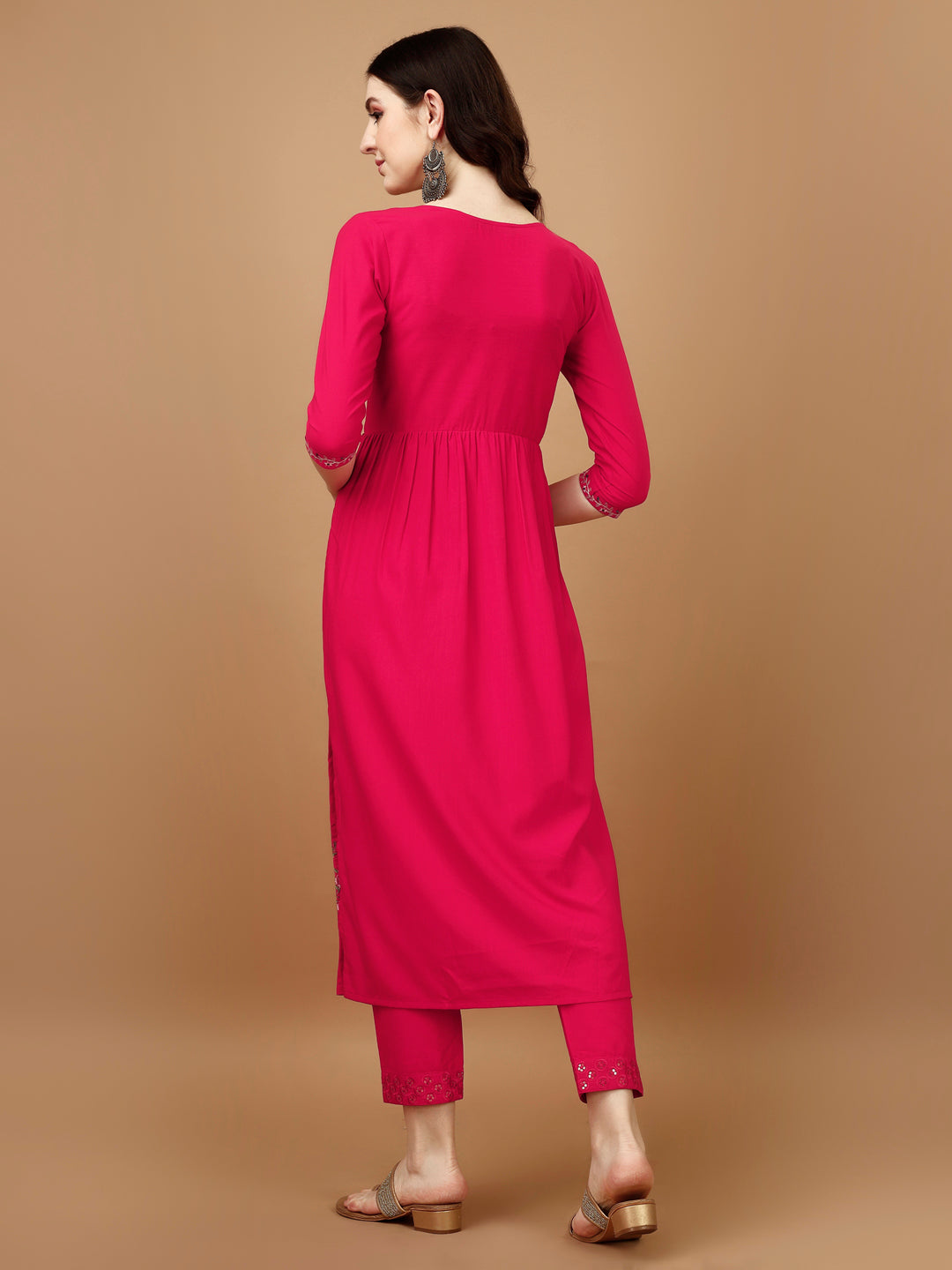 Nyra Cut Embroidered Kurta With Pant & Organza Embroidered Dupatta Luxury, Multicolor - Hiral Fashion - Distacart