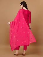 Nyra Cut Embroidered Kurta With Pant & Organza Embroidered Dupatta Luxury, Multicolor - Hiral Fashion - Distacart