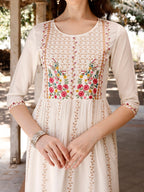 Nyra Cut Floral Front Embroidered Kurta With Pant & Organza Embroidered Dupatta Premium, Multicolor - Hiral Fashion - Distacart