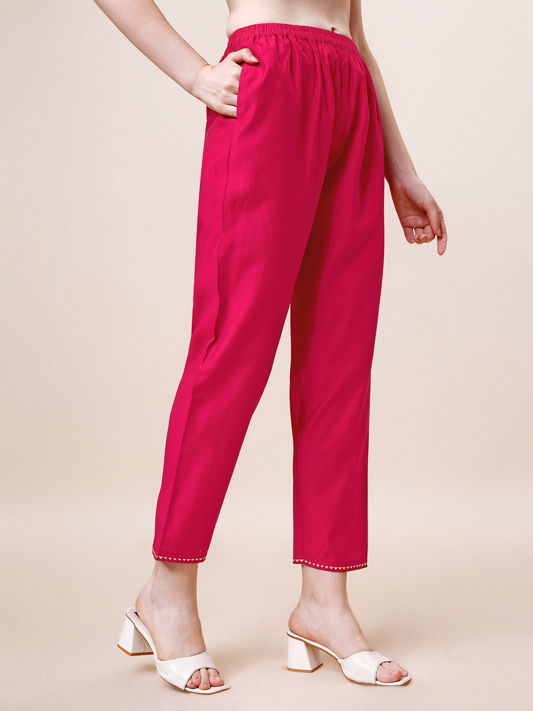 Hand Embroidered Kurta With Pant & Dupatta, Multicolor - Hiral Fashion