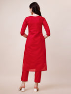 Hand Embroidered Kurta With Pant & Dupatta, Multicolor - Hiral Fashion