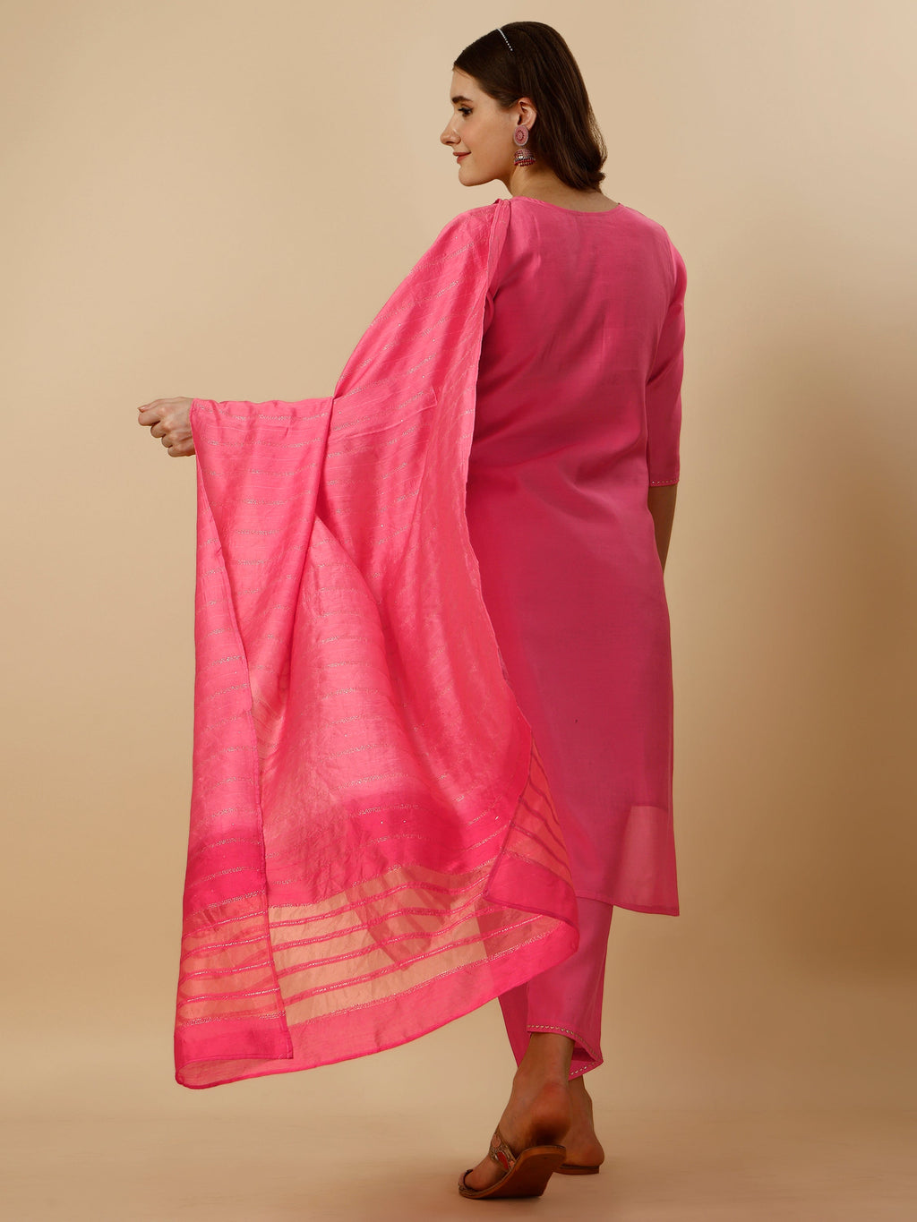Embroidered Kurta With Pant And Dupatta Set, Multicolor - Hiral Fashion - Distacart