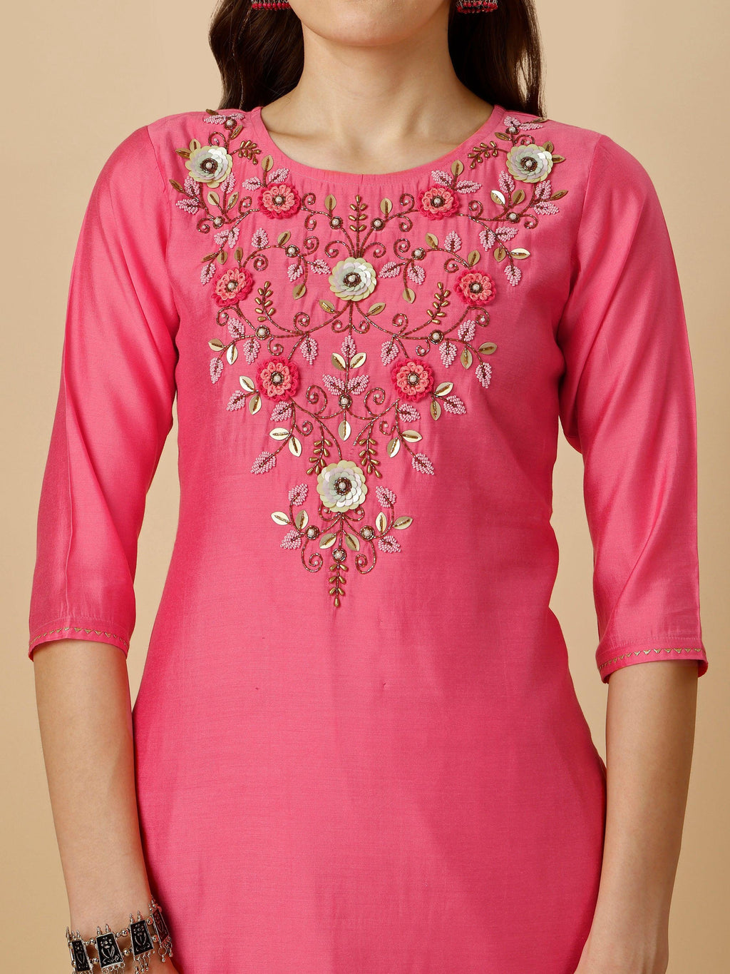 Embroidered Kurta With Pant And Dupatta Set, Multicolor - Hiral Fashion - Distacart
