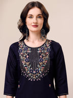 Hand Embroidered Kurta With Pant & Dupatta, Multicolor - Hiral Fashion - Distacart
