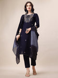 Hand Embroidered Kurta With Pant & Dupatta, Multicolor - Hiral Fashion - Distacart