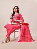 Embroidered Kurta With Pant And Dupatta Set, Multicolor - Hiral Fashion - Distacart