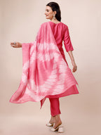 Hand Embroidered & Embroidered Kurta With Pant & 2 Toned Dyed Dupatta, Multicolor - Hiral Fashion - Distacart