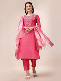 Hand Embroidered & Embroidered Kurta With Pant & 2 Toned Dyed Dupatta, Multicolor - Hiral Fashion - Distacart