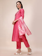 Hand Embroidered & Embroidered Kurta With Pant & 2 Toned Dyed Dupatta, Multicolor - Hiral Fashion - Distacart