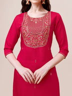 Embroidered Kurta With Pant And Dupatta Set, Multicolor - Hiral Fashion - Distacart
