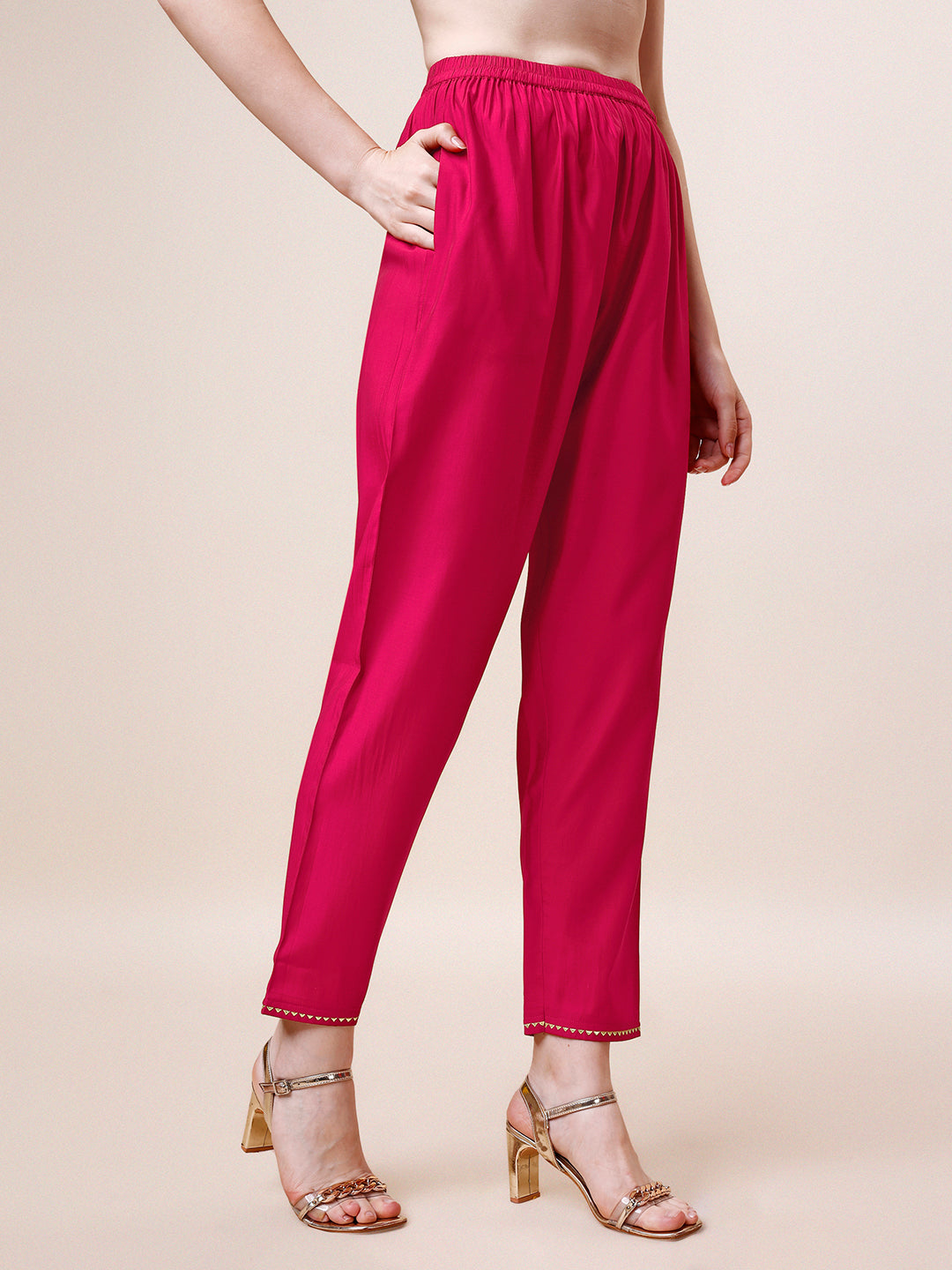 Hand Embroidered Kurta With Pant & Dupatta, Multicolor - Hiral Fashion - Distacart