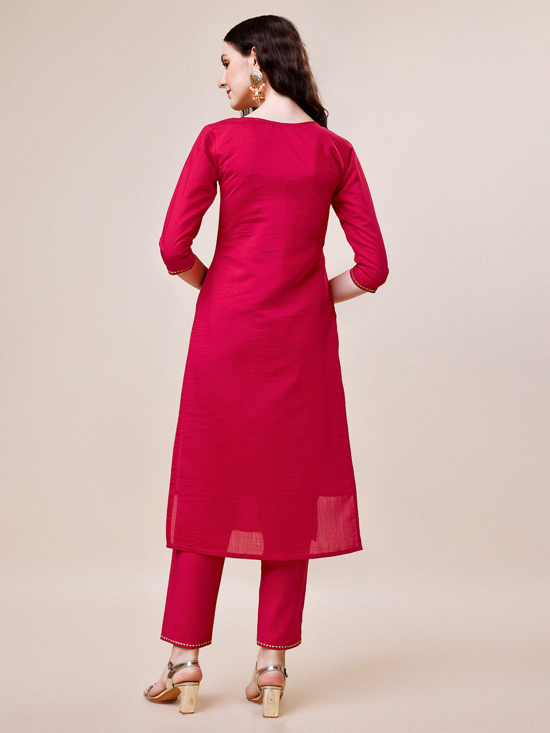 Hand Embroidered Kurta With Pant & Dupatta, Multicolor - Hiral Fashion - Distacart
