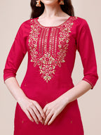 Hand Embroidered Kurta With Pant & Dupatta, Multicolor - Hiral Fashion - Distacart