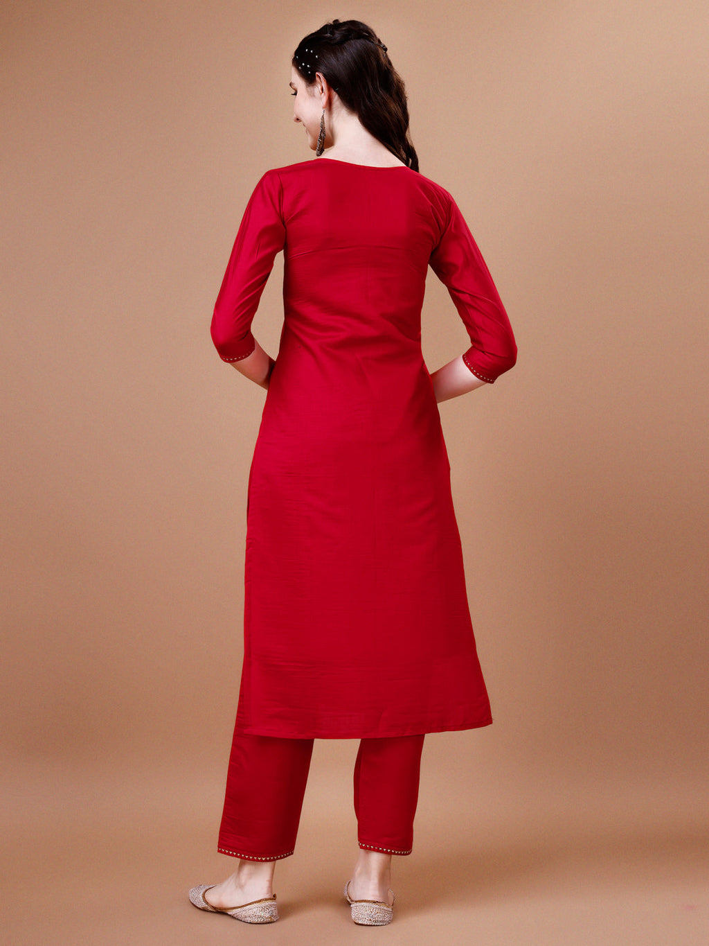 Hand Embroidered Kurta With Pant & Dupatta, Multicolor - Hiral Fashion - Distacart
