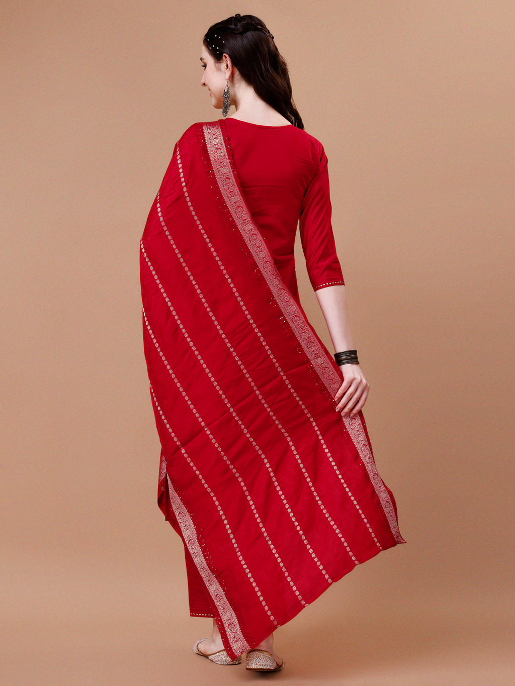 Hand Embroidered Kurta With Pant & Dupatta, Multicolor - Hiral Fashion - Distacart
