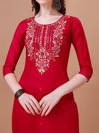 Hand Embroidered Kurta With Pant & Dupatta, Multicolor - Hiral Fashion - Distacart
