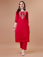 Hand Embroidered Kurta With Pant & Dupatta, Multicolor - Hiral Fashion - Distacart